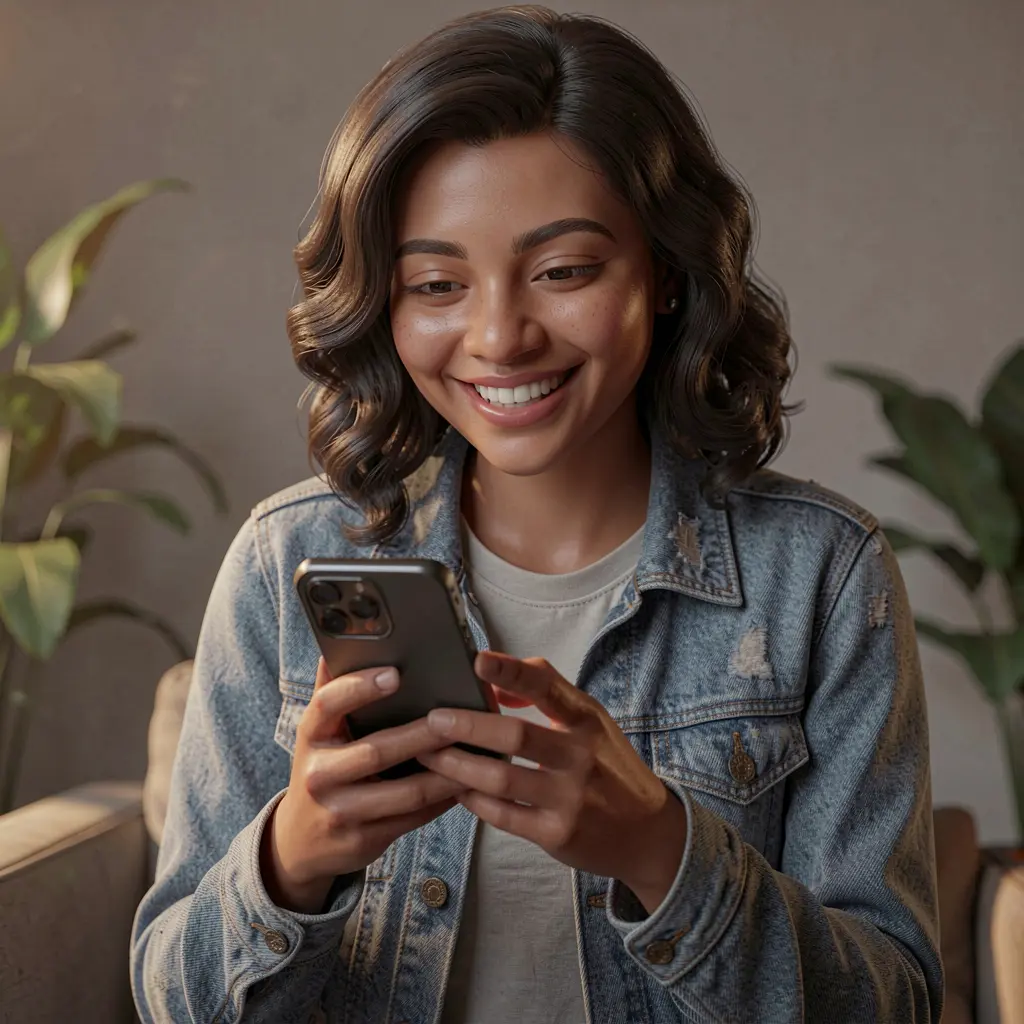 Stylish Bangladeshi woman enjoying the 930k com casino app on her phone with cinematic lighting and a confident smile